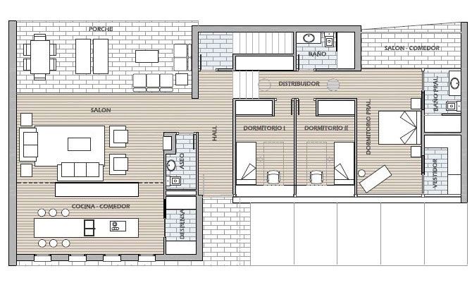 Plano de distribución interior de vivienda unifamiliar