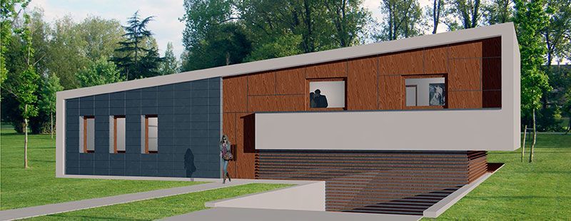 Infografía de chalet moderno