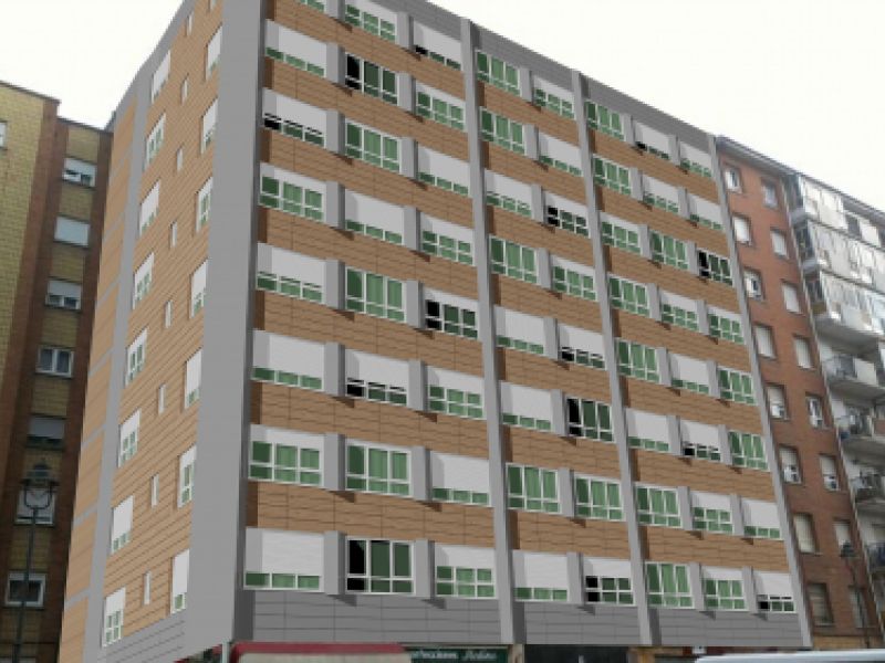 Fachada de un edificio en Oviedo