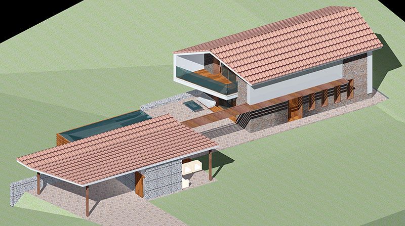 Infografía de vivienda unifamiliar